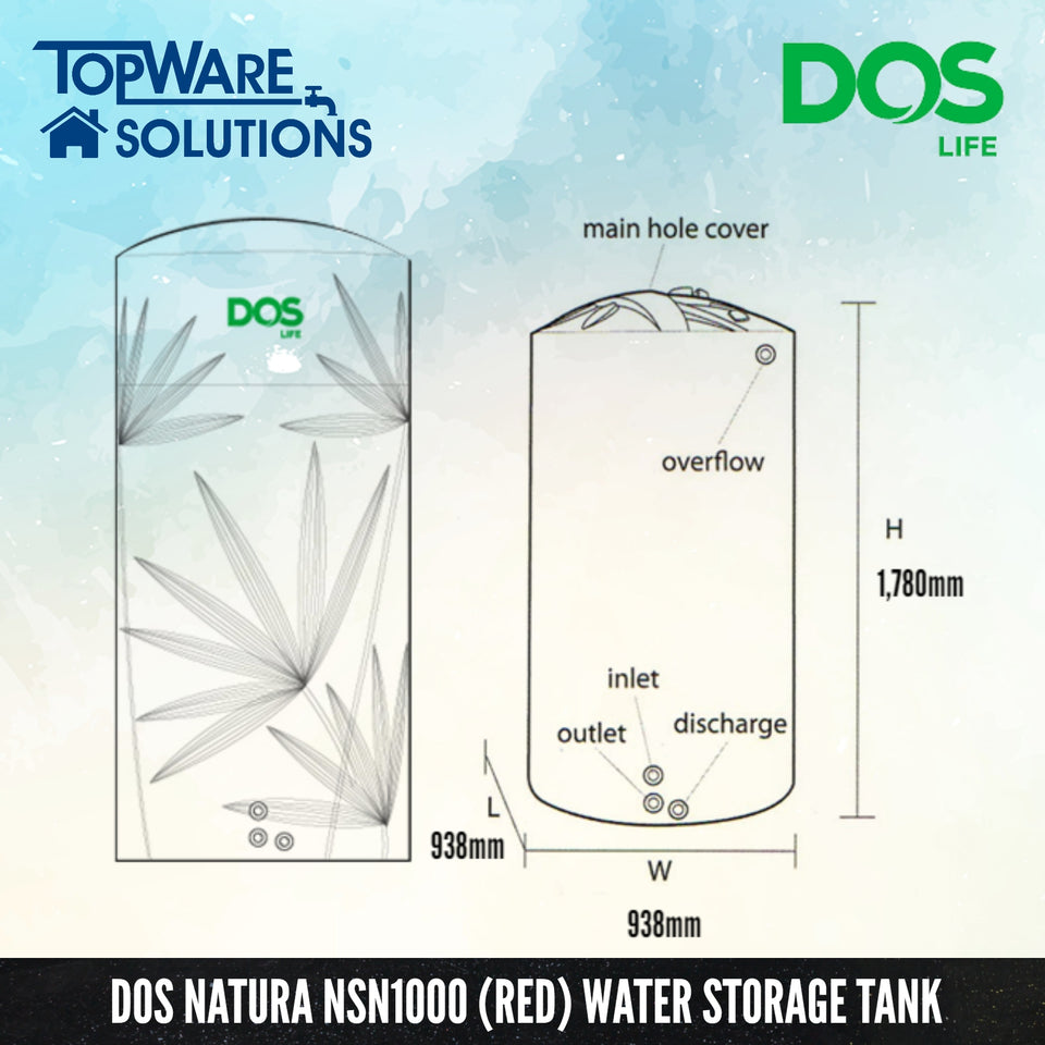 DOS Natura NSN1000 (Red), Water Tank, DELUXE - Topware Solutions