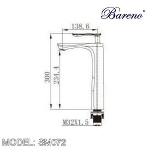 BARENO PLUS Raised Basin Mixer SM-072, Bathroom Faucets, BARENO PLUS - Topware Solutions