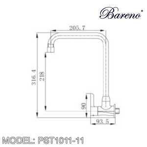 BARENO PLUS Wall Sink Tap WST1011-11, Kitchen Faucets, BARENO PLUS - Topware Solutions