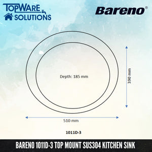 BARENO Kitchen Sink 1011D-3 Top Mount SUS304 with 10 Year Warranty, Kitchen Sinks, BARENO - Topware Solutions