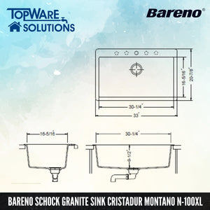 SCHOCK Granite Sink Cristadur Montano N-100XL, Kitchen Sinks, BARENO by SCHOCK - Topware Solutions