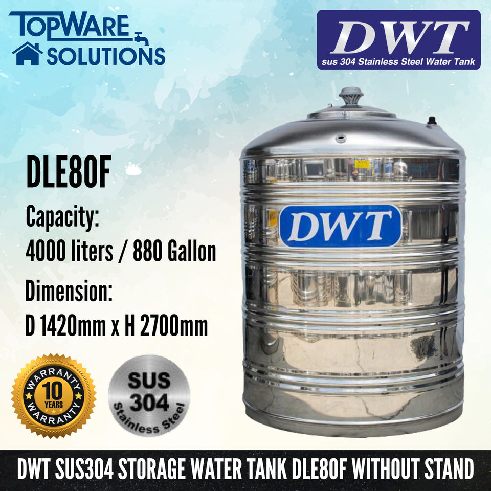 [SUS304] DWT Stainless Steel Storage Water Tank ( Without Stand Flat Bottom ), Water Tank, DWT - Topware Solutions