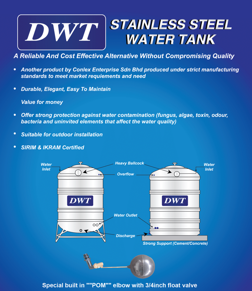 [SUS304] DWT Stainless Steel Storage Water Tank ( Without Stand Flat Bottom ), Water Tank, DWT - Topware Solutions