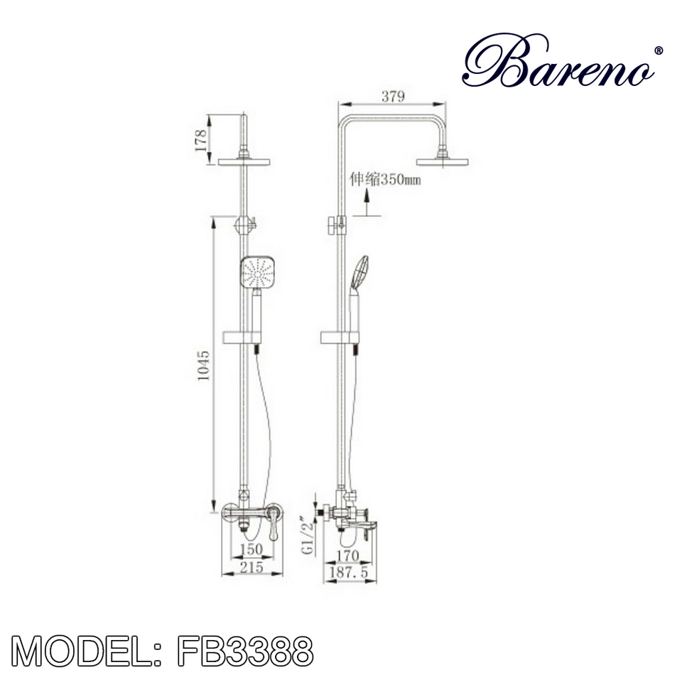 BARENO PLUS Shower Post FB3388, Bathroom Faucets, BARENO PLUS - Topware Solutions