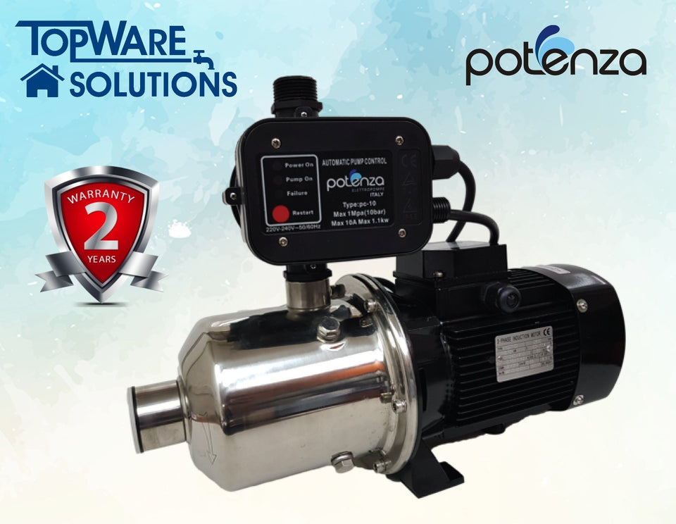 POTENZA PSW2-30/037 + PC10 Water Booster Pump With 2 Year Warranty, Water Pumps, POTENZA - Topware Solutions