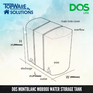 DOS Montblanc MOB900 Storage Water Tank, Water Tank, DELUXE - Topware Solutions