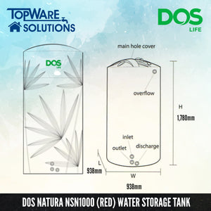 DOS Natura NSN1000 (Red), Water Tank, DELUXE - Topware Solutions