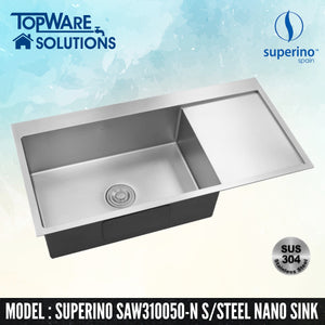 SUPERINO SUS304 Stainless Steel NANO Sink SAW310050-N, Kitchen Sinks, SUPERINO - Topware Solutions