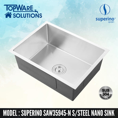 SUPERINO SUS304 Stainless Steel NANO Sink SAW35945-N, Kitchen Sinks, SUPERINO - Topware Solutions