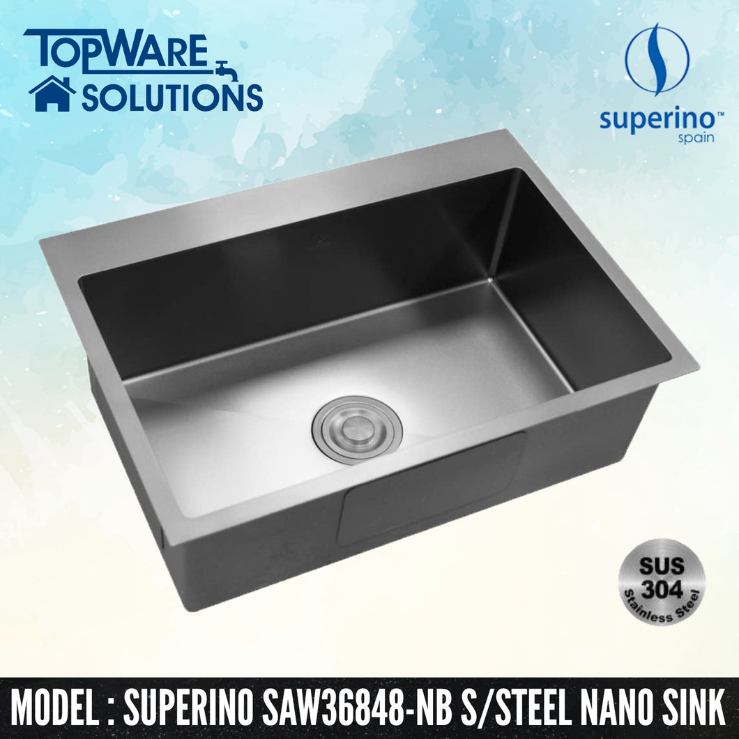 SUPERINO SUS304 Stainless Steel NANO BLACK Sink SAW36848-NB, Kitchen Sinks, SUPERINO - Topware Solutions