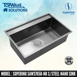 SUPERINO SUS304 Stainless Steel NANO BLACK Sink SAW37650-NB, Kitchen Sinks, SUPERINO - Topware Solutions