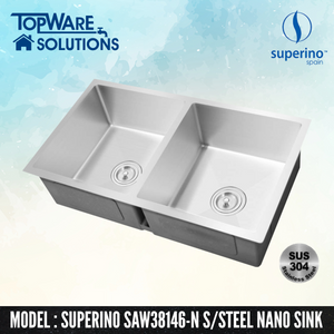 SUPERINO SUS304 Stainless Steel NANO Sink SAW38146-N, Kitchen Sinks, SUPERINO - Topware Solutions