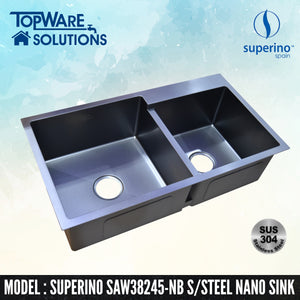 SUPERINO SUS304 Stainless Steel NANO BLACK Sink SAW38245-NB, Kitchen Sinks, SUPERINO - Topware Solutions