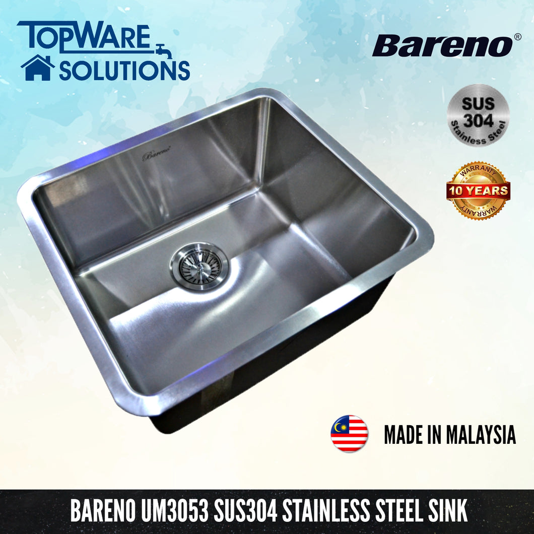BARENO Kitchen Sink UM3053 Undermount SUS304 with 10 Year Warranty with 1.5 Thickness, Kitchen Sinks, BARENO - Topware Solutions