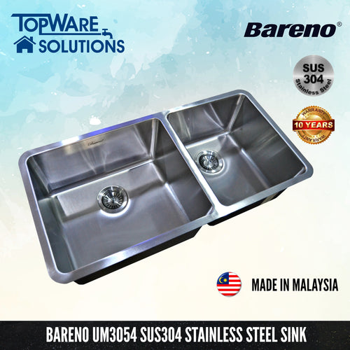 BARENO Kitchen Sink UM3054 Undermount SUS304 with 10 Year Warranty with 1.5 Thickness, Kitchen Sinks, BARENO - Topware Solutions