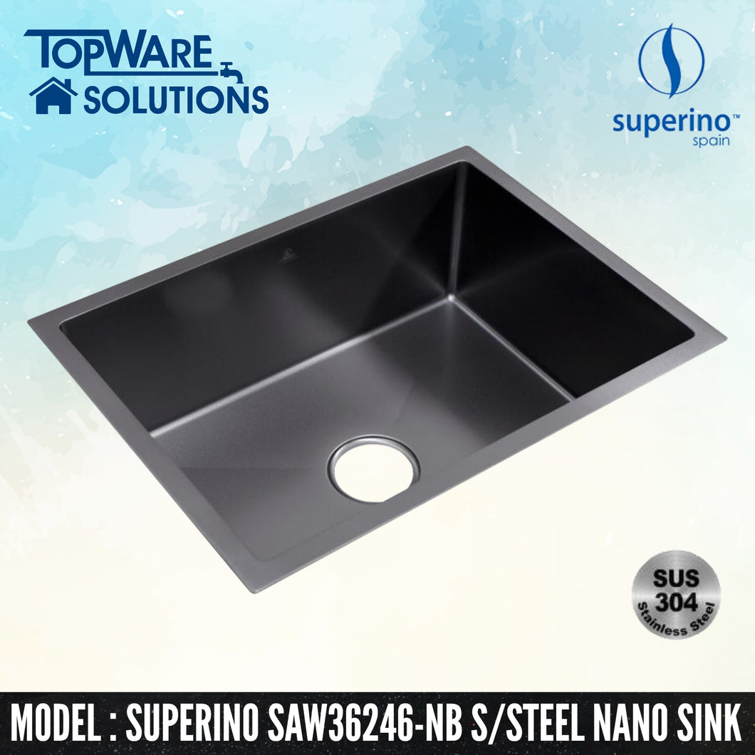 SUPERINO SUS304 Stainless Steel NANO BLACK Sink SAW36246-NB, Kitchen Sinks, SUPERINO - Topware Solutions