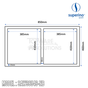 SUPERINO SUS304 Stainless Steel NANO BLACK Sink SAW38546-NB, Kitchen Sinks, SUPERINO - Topware Solutions