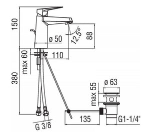 NOBILI Pillar Basin Mixer SKY SY97118/1CR, Bathroom Faucets, BARENO by NOBILI - Topware Solutions