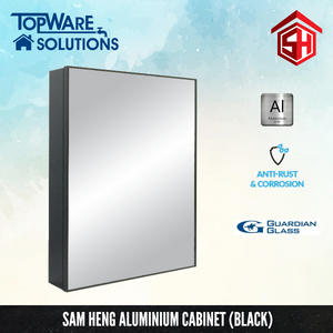 SAM HENG Mirror Cabinet SMC - Black, White & Silver, Bathroom Accessories, SAM HENG - Topware Solutions