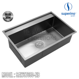 SUPERINO SUS304 Stainless Steel NANO BLACK Sink SAW37650-NB, Kitchen Sinks, SUPERINO - Topware Solutions