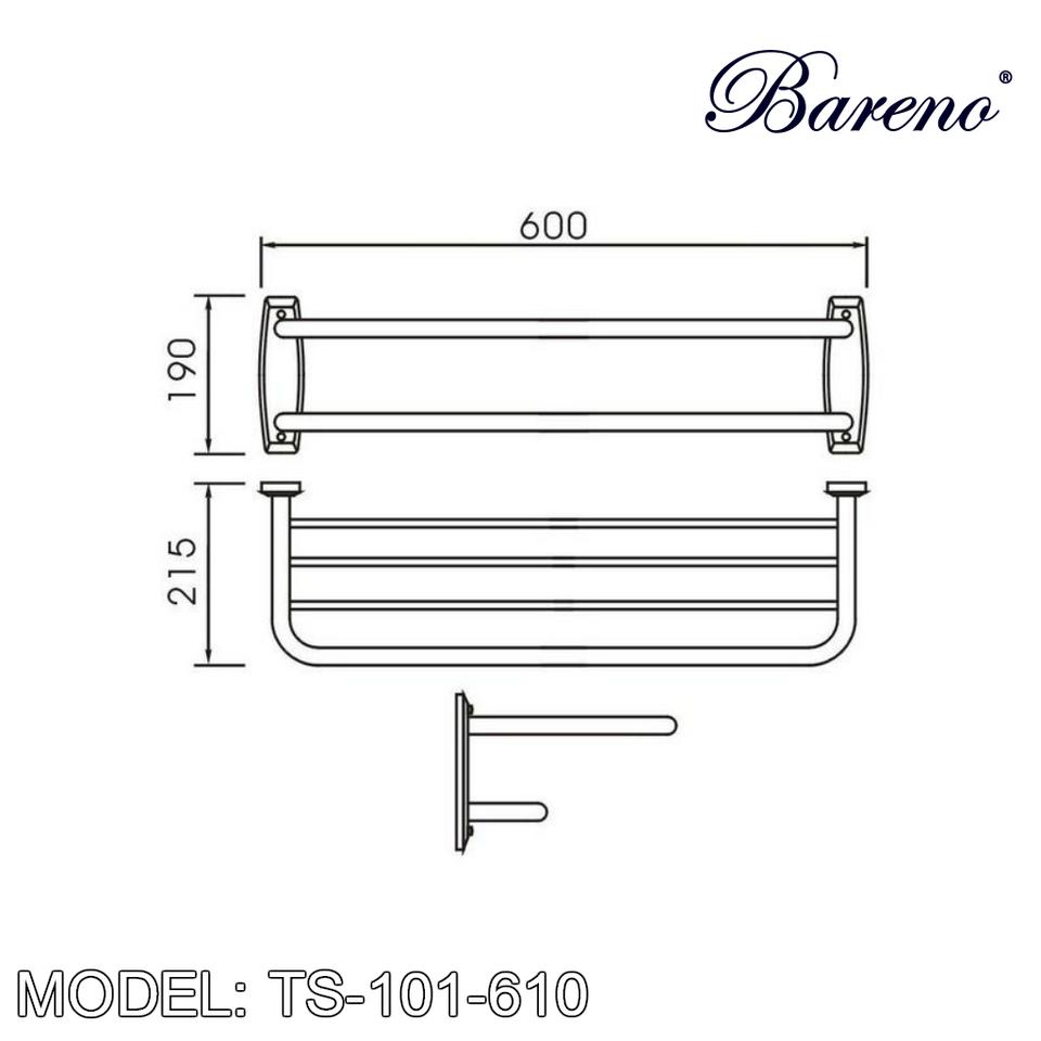 BARENO PLUS Towel Bar TS-101-610, Bathroom Accessories, BARENO PLUS - Topware Solutions