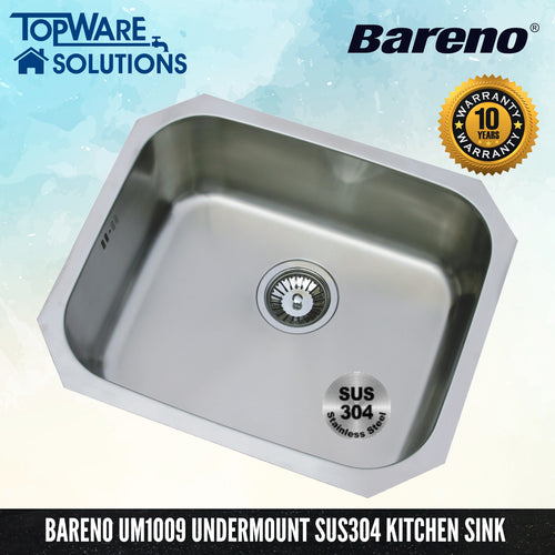 BARENO Kitchen Sink UM1009 Undermount SUS304 with 10 Year Warranty, Kitchen Sinks, BARENO - Topware Solutions