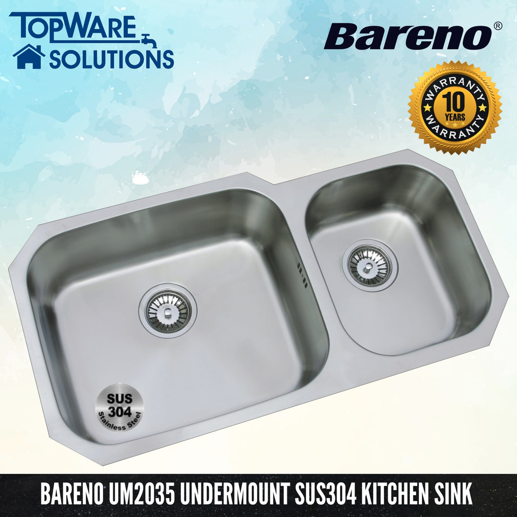 BARENO Kitchen Sink UM2035  Undermount SUS304 with 10 Year Warranty, Kitchen Sinks, BARENO - Topware Solutions