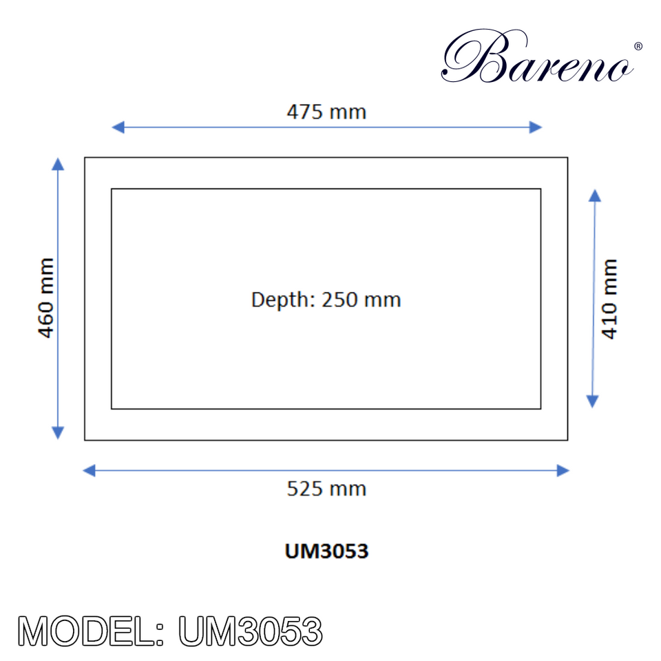 BARENO Kitchen Sink UM3053 Undermount SUS304 with 10 Year Warranty with 1.5 Thickness, Kitchen Sinks, BARENO - Topware Solutions