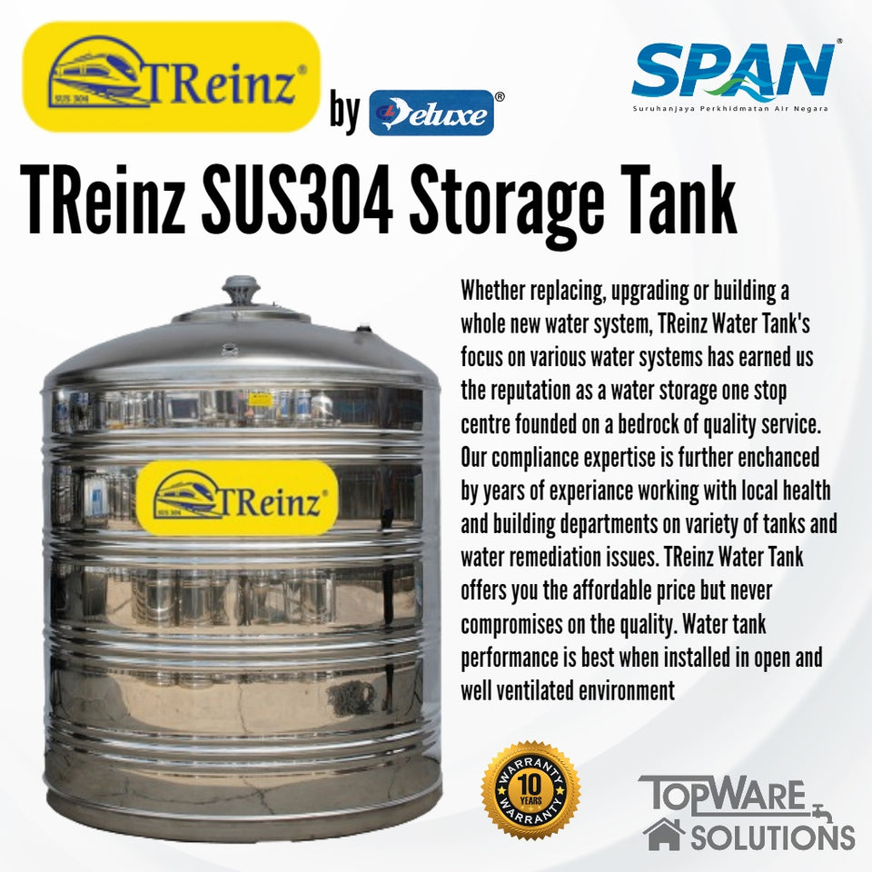 TREINZ Stainless Steel SUS304 Storage Water Tank (With Stand/Round Bottom), Water Tank, TREINZ - Topware Solutions