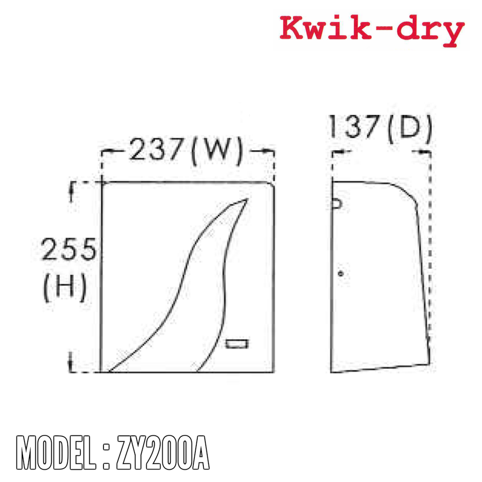 Kwik Dry Hand Dryer ZY200A, Hand Dryers, KWIK-DRY - Topware Solutions